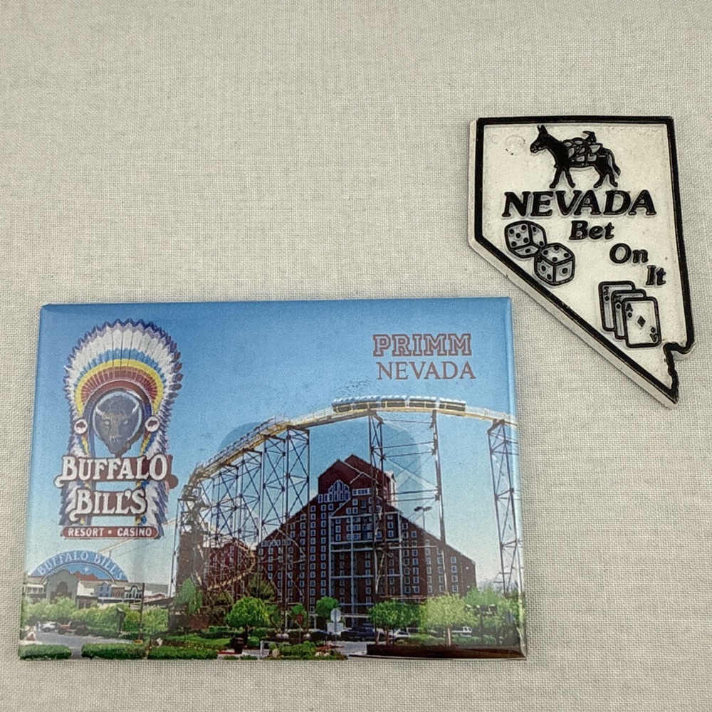 Vintage‎ Nevada Magnets Souvenir Bet on It Primm Buffalo Bill's Travel Gift Lot